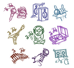 Set of icons. Author's illustration in vector