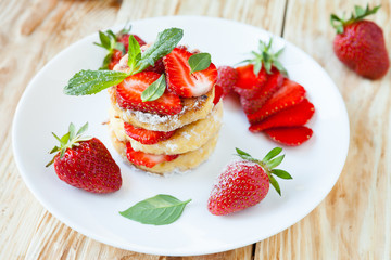Stack curd pancake with Strawberries