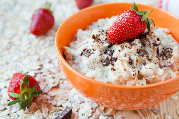 cereal with milk and strawberries