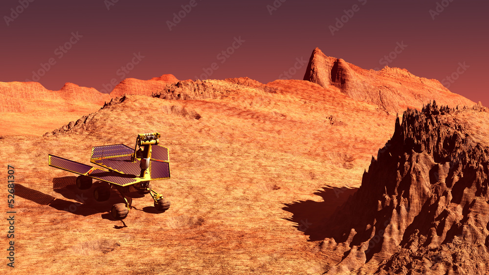 Wall mural Mars rover on Mars