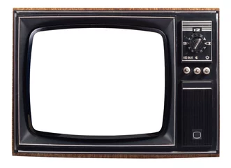 Sierkussen De oude tv op de geïsoleerde witte achtergrond © papa