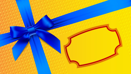 blue bow on a yellow background