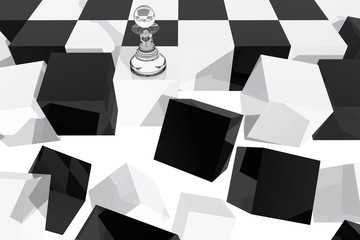 One pawn on collapsing chessboard - 52685124
