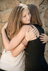 Young Girls Hug