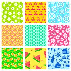 set of seamless patterns for summer