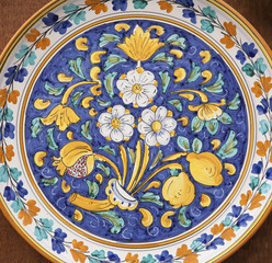 Monreale - detail of ceramic plate from market - Italy