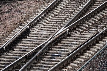 Modern industrial railroad point with details