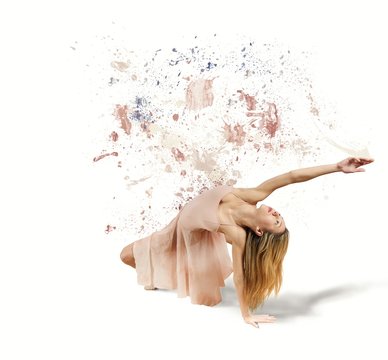 Dancer paints the white