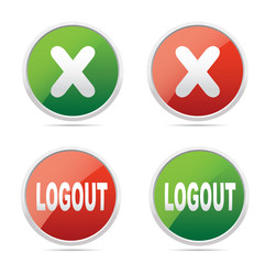 Cancel and logout icon . Vector