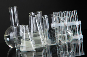 Test tubes on black background