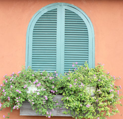 window with blue