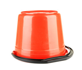 Fototapeta premium Color plastic bucket isolated on white