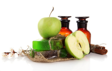 Hand made soap and ingredients for soap making, isolated