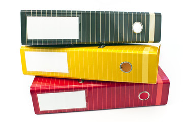 Three colorful  office  folders