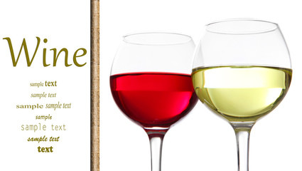 Wine in glasses on light background