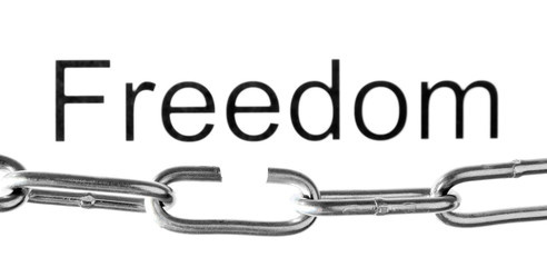 Broken chain isolated on white