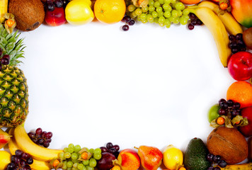 Border or frame of colorful fruits.