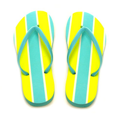 Summer flip-flops on a white background