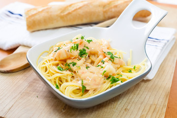 Spaghetti with shrimp