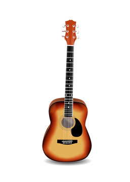 Acoustic guitar on a white background