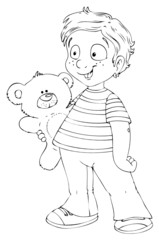 Junge, Kind, Schulkind, Teddy, Bär, Teddybär