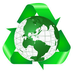 Recycle Symbol With Large Green Earth