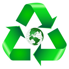 Recycle Symbol With Green Earth