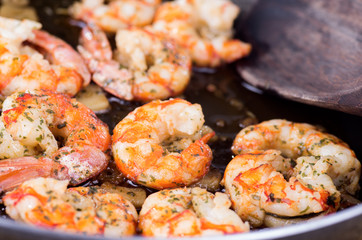 cooking with prawns and garlic