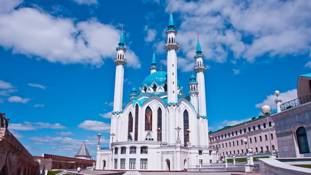 Qol Sharif mosque in Kazan against the blue sky