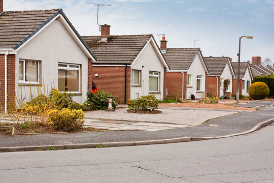 suburban bungalows on housing estate