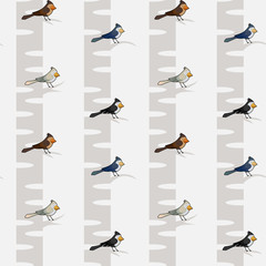 Seamless pattern with birds