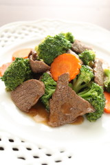 chinese cuisine, broccoli and beef stir fried