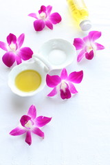 orchid and massage oil for beauty and spa image
