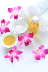Fototapeta na wymiar orchid and massage oil for beauty and spa image
