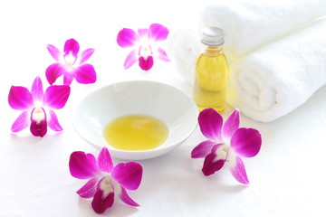 Fototapeta na wymiar orchid and massage oil for beauty and spa image