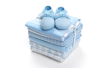 Baby boy shoes on blankets