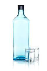 Gin bottle and two shots