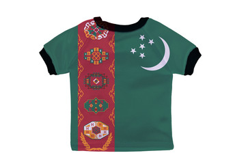 Small shirt with Turkmenistan flag isolated on white background