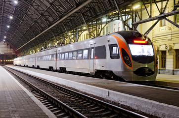High-speed train at the railway station