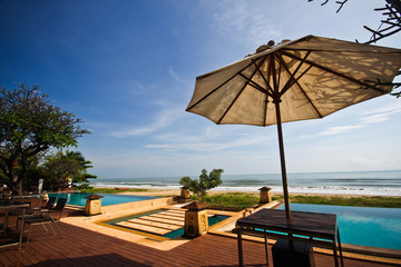 Seaside villa with pool.