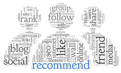 Social media conept in word tag cloud