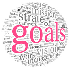 Goals concept in word tag cloud