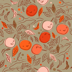 Summer seamless pattern with orange branches