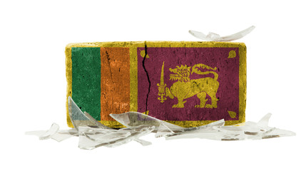 Brick with broken glass, violence concept