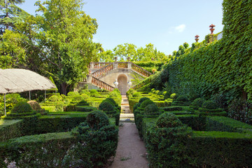 Park Labyrinth beautiful. Barcelona landmark, Spain.