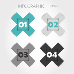 turquoise and grey infographic x with numbers