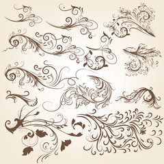 Set of vintage vector swirl ornaments for design