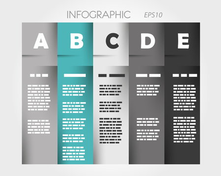 turquoise column infographic with letters