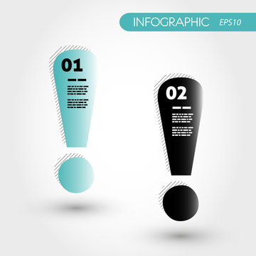two turquoise infographic exclamation marks