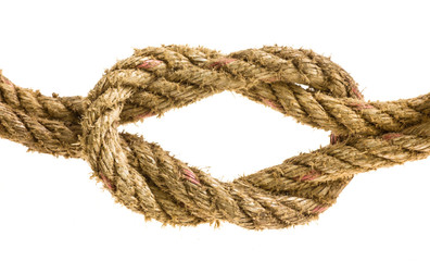 Rope knot isolated on white background.